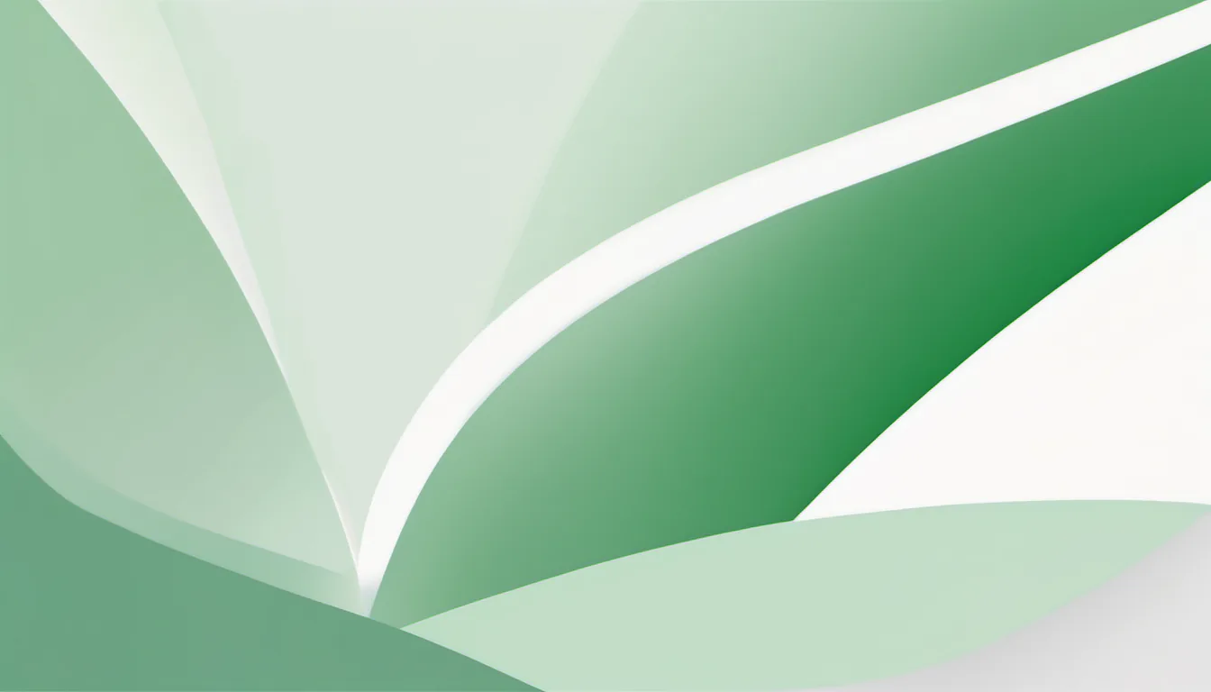 Abstract rising diagonal mass illustration in green and pale sage on white — decorative header for Robot Mowers for Slopes Compared on Specs