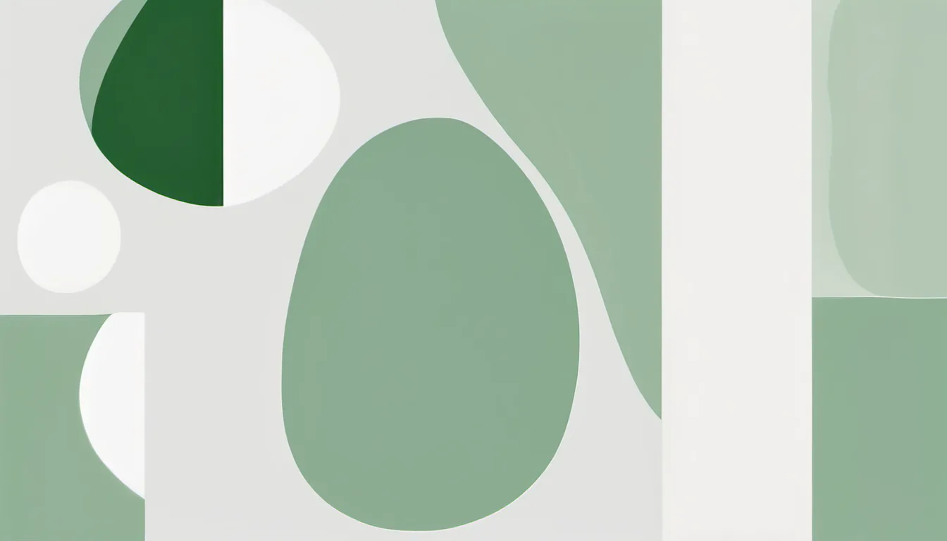 Abstract framed aperture illustration in green and pale sage on white — decorative header for Camera Robot Mowers for Small Lawns Compared